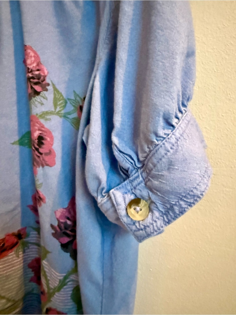 Free People We The Free Big Blooms Shirt, Large, Blue Combo - Picture 15 of 16